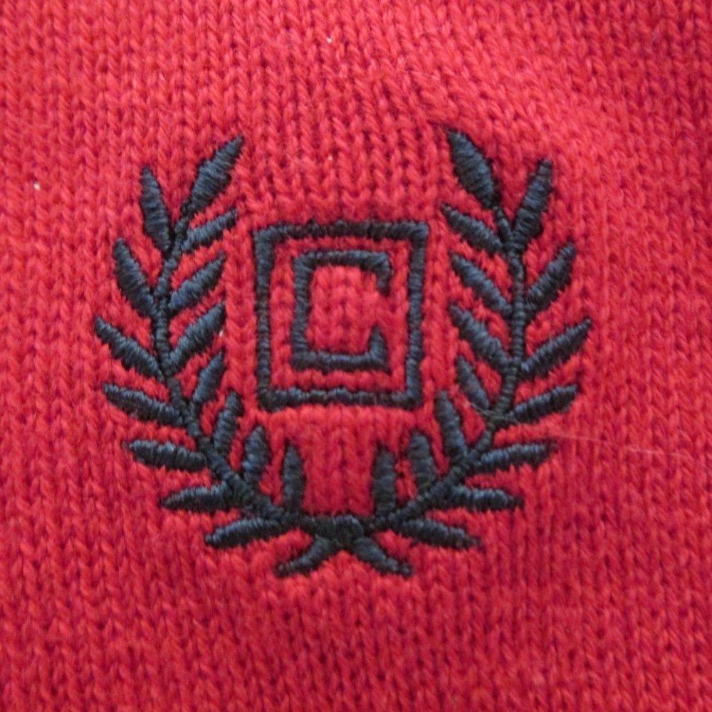CHAPS MEN'S SIZE S SWEATER VEST RED W/ NAVY LOGO V NECK CHRISTMAS HOLIDAY NWT